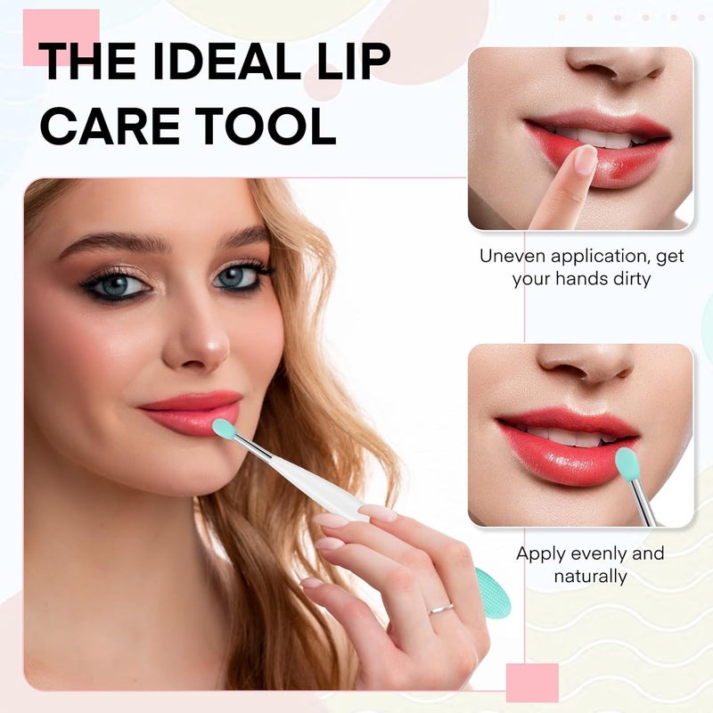 Unaone Lip Scrub Brush - 3 PCS Dual-ended Lip Scrubber Exfoliator and Silicone Lip Brush, 2-in-1 Silicone Lip Scrub Tool Lip Mask Applicator, Gentle Exfoliator & Applicator for Soft - Image 5